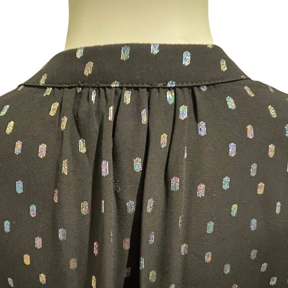 Anthropologie Current Air Black Iridescent Dot Ruffled Mini Dress Size XS - Picture 7 of 16